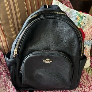 Coach Black Pebbled Leather Backpack with Dome Shape